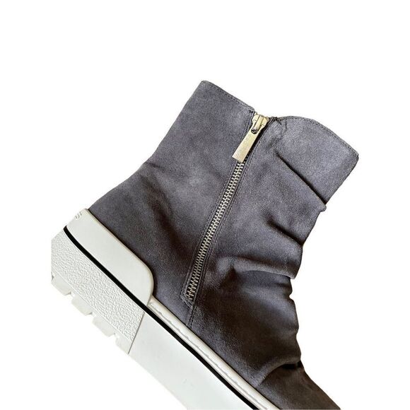 J/Slides Nila Gray Suede Women’s Chunky Boots size 10 Pull On Leather Platform S - Picture 13 of 13